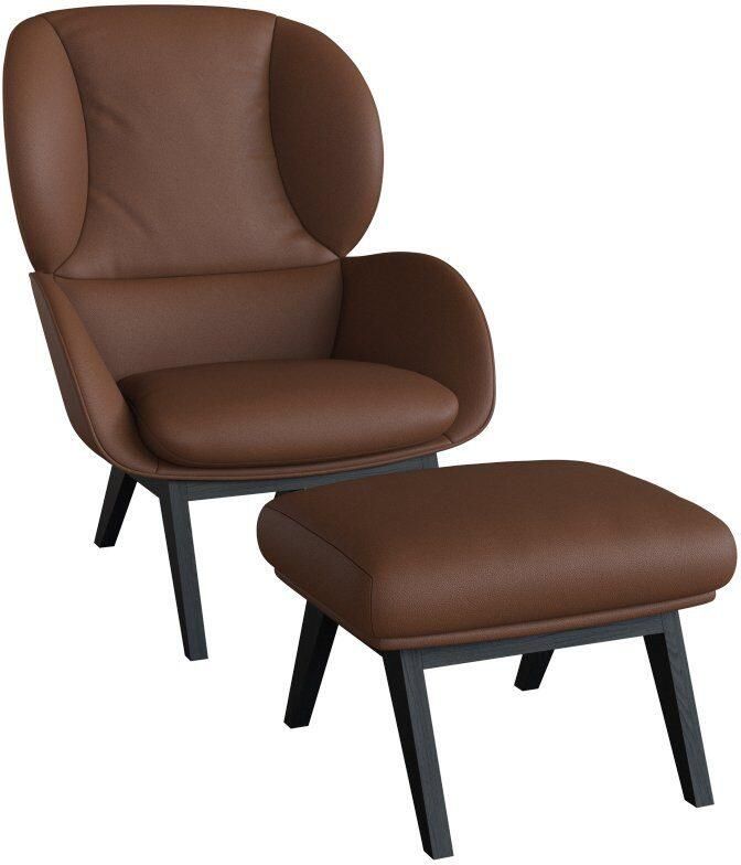 FLEXLUX Oorfauteuil Adria designstoel loungestoel Stijl & comfort organische vorm zwarte houten voet - Foto 5