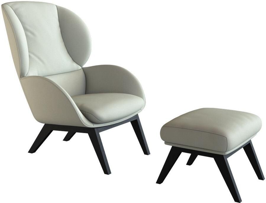 FLEXLUX Oorfauteuil Adria designstoel loungestoel Stijl & comfort organische vorm zwarte houten voet - Foto 3