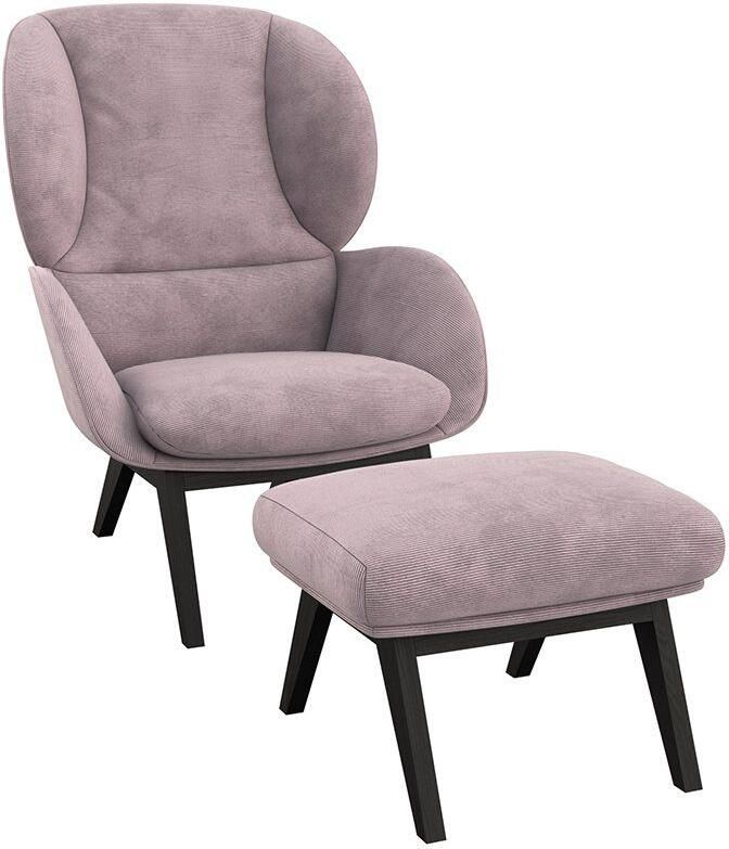 FLEXLUX Oorfauteuil Adria designstoel loungestoel Stijl & comfort organische vorm zwarte houten voet - Foto 6