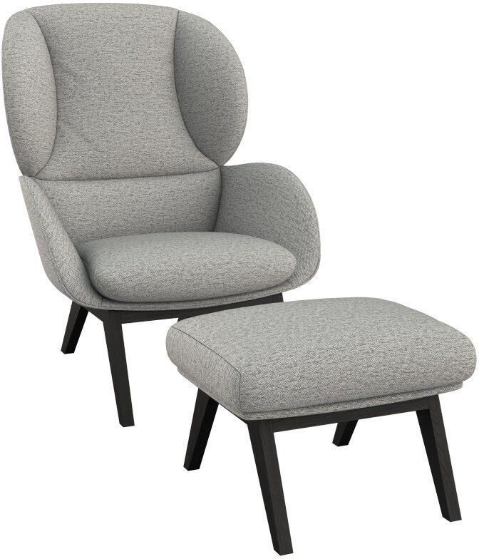 FLEXLUX Oorfauteuil Adria designstoel loungestoel Stijl & comfort organische vorm zwarte houten voet - Foto 6