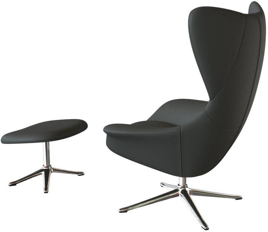 FLEXLUX Oorfauteuil Stilo relaxstoel TV-stoel Solitaire stijlicoon draaibaar aluminium basis - Foto 4