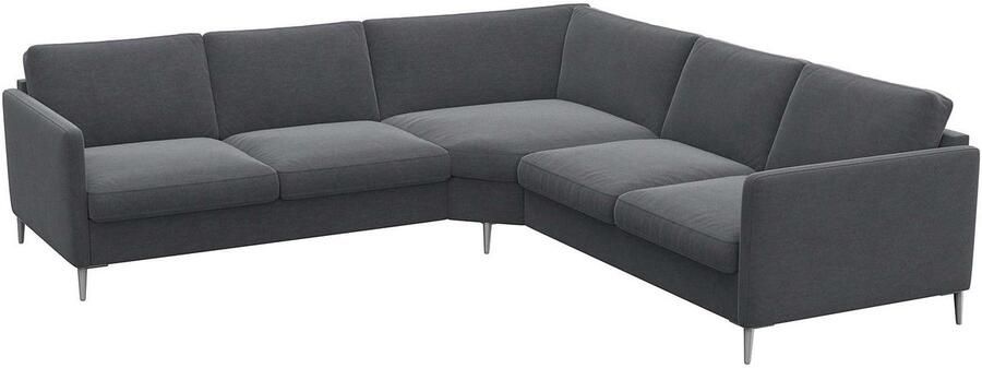 FLEXLUX Hoekbank Fiore gelijkbenig comfortabel door hoogwaardige zitconstructie smalle armleuningen super zitcomfort door koudschuim voeten van aluminium - Foto 5