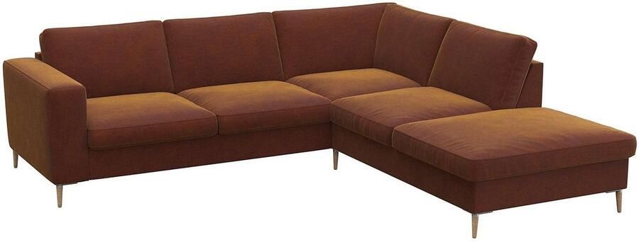 FLEXLUX Hoekbank Fiore L-vorm brede armleuningen aluminium eiken poten bxd 241x225 cm koudschuim in de zitting - Foto 6