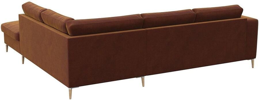 FLEXLUX Hoekbank Fiore L-vorm brede armleuningen aluminium eiken poten bxd 241x225 cm koudschuim in de zitting - Foto 5