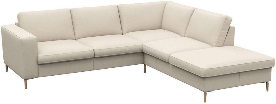 FLEXLUX Hoekbank Fiore L-vorm brede armleuningen aluminium eiken poten bxd 241x225 cm koudschuim in de zitting - Foto 6