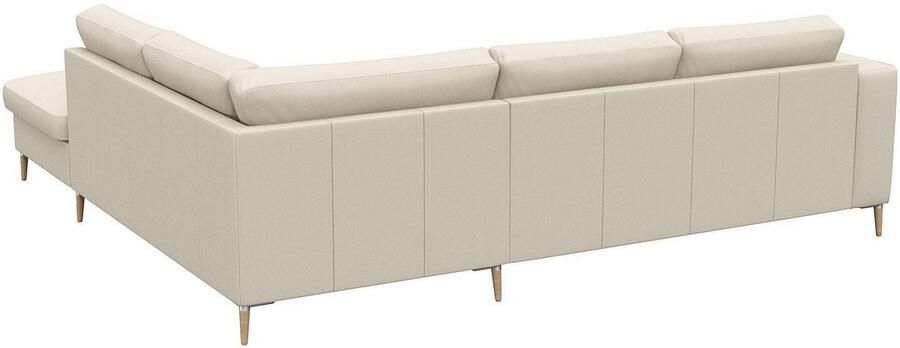 FLEXLUX Hoekbank Fiore L-vorm brede armleuningen aluminium eiken poten bxd 241x225 cm koudschuim in de zitting - Foto 5