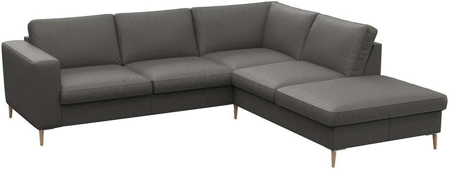 FLEXLUX Hoekbank Fiore L-vorm brede armleuningen aluminium eiken poten bxd 241x225 cm koudschuim in de zitting - Foto 6