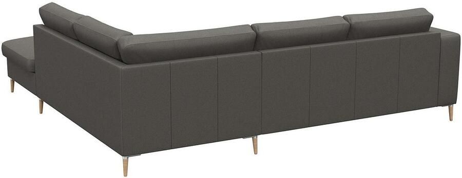 FLEXLUX Hoekbank Fiore L-vorm brede armleuningen aluminium eiken poten bxd 241x225 cm koudschuim in de zitting - Foto 5