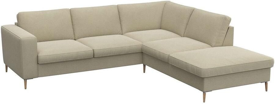 FLEXLUX Hoekbank Fiore L-vorm brede armleuningen aluminium eiken poten bxd 241x225 cm koudschuim in de zitting - Foto 6