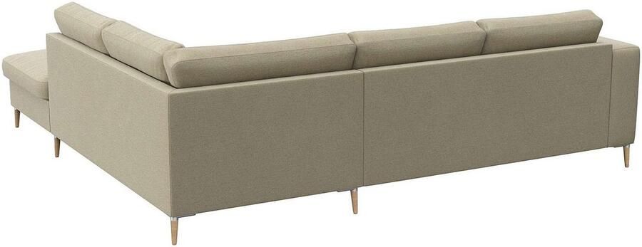 FLEXLUX Hoekbank Fiore L-vorm brede armleuningen aluminium eiken poten bxd 241x225 cm koudschuim in de zitting - Foto 5