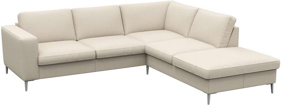 FLEXLUX Hoekbank Fiore L-vorm brede armleuningen aluminiumkleurige poten bxd 241x225 cm koudschuim in de zitting - Foto 6