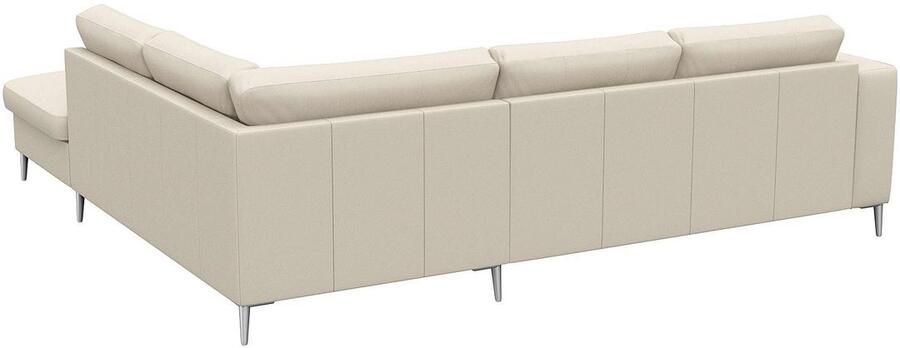 FLEXLUX Hoekbank Fiore L-vorm brede armleuningen aluminiumkleurige poten bxd 241x225 cm koudschuim in de zitting - Foto 5