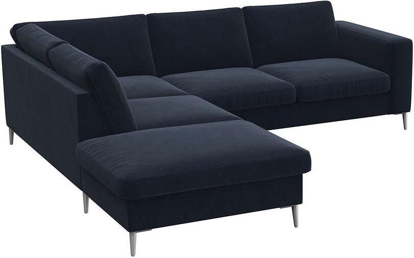 FLEXLUX Hoekbank Fiore L-vorm brede armleuningen aluminiumkleurige poten bxd 241x225 cm koudschuim in de zitting - Foto 4