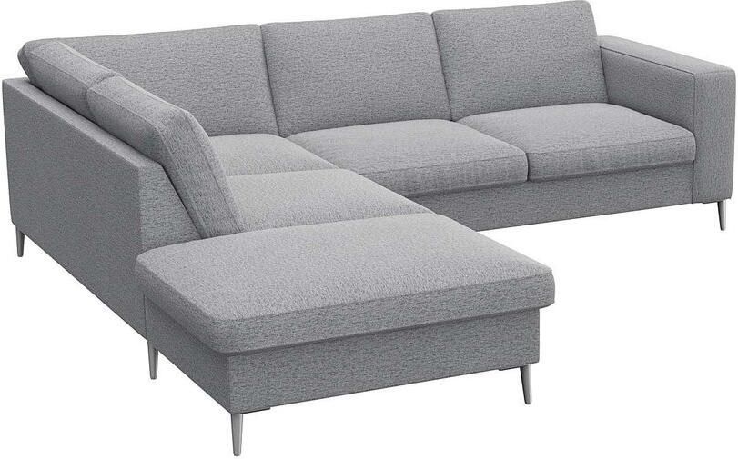 FLEXLUX Hoekbank Fiore L-vorm brede armleuningen aluminiumkleurige poten bxd 241x225 cm koudschuim in de zitting - Foto 4