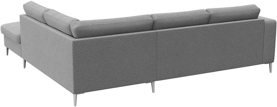 FLEXLUX Hoekbank Fiore L-vorm brede armleuningen aluminiumkleurige poten bxd 241x225 cm koudschuim in de zitting - Foto 5