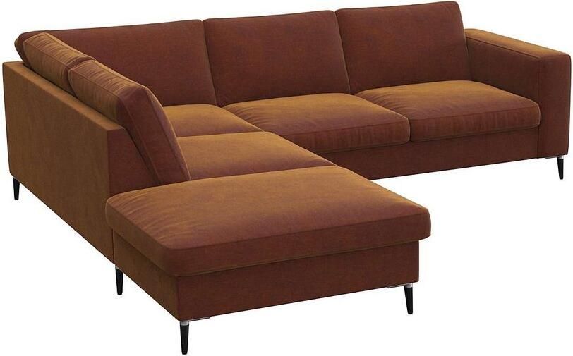 FLEXLUX Hoekbank Fiore L-vorm brede armleuningen aluminium zwarte poten bxd 241x225 cm koudschuim in de zitting - Foto 4