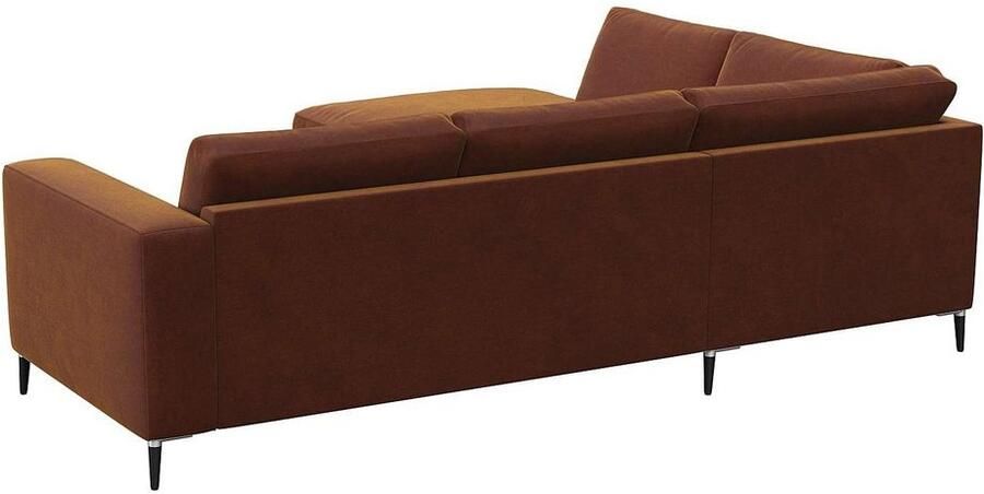 FLEXLUX Hoekbank Fiore L-vorm brede armleuningen aluminium zwarte poten bxd 241x225 cm koudschuim in de zitting - Foto 5