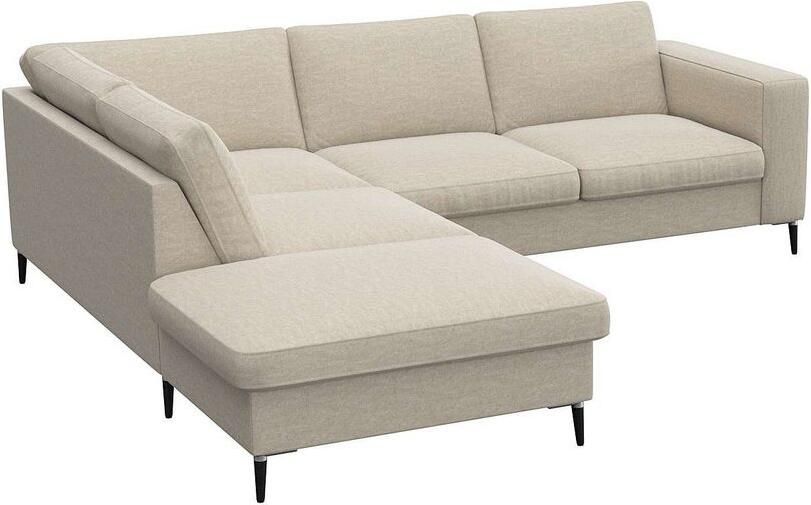 FLEXLUX Hoekbank Fiore L-vorm brede armleuningen aluminium zwarte poten bxd 241x225 cm koudschuim in de zitting - Foto 4