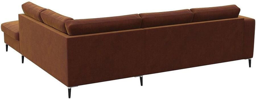 FLEXLUX Hoekbank Fiore L-vorm brede armleuningen aluminium zwarte poten bxd 241x225 cm koudschuim in de zitting - Foto 5