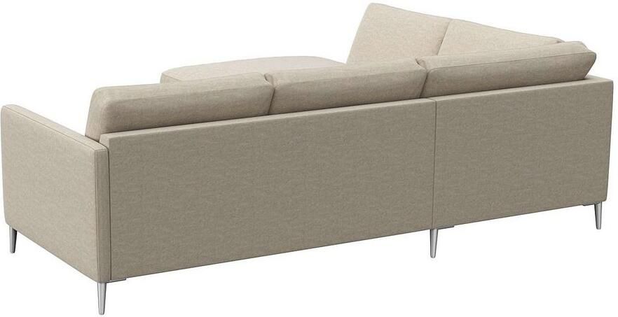 FLEXLUX Hoekbank Fiore L-vorm smalle armleuningen aluminiumkleurige voeten b d 234 225 cm koudschuim in de zitplaats - Foto 3