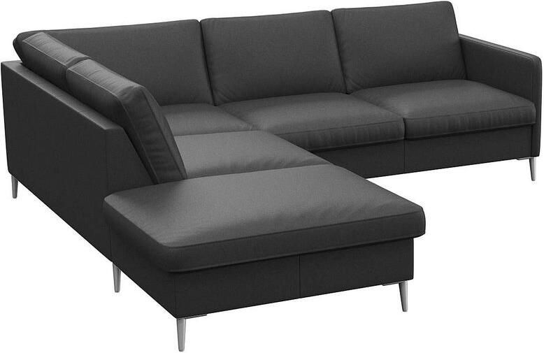 FLEXLUX Hoekbank Fiore L-vorm smalle armleuningen aluminiumkleurige voeten b d 234 225 cm koudschuim in de zitplaats - Foto 4