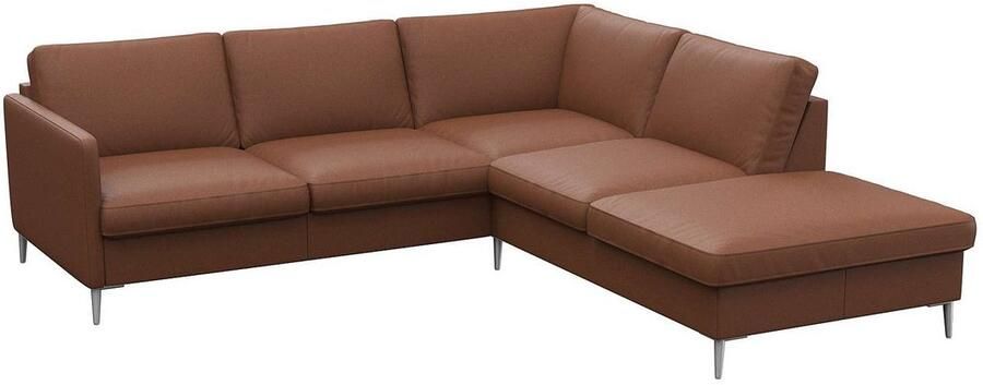 FLEXLUX Hoekbank Fiore L-vorm smalle armleuningen aluminiumkleurige voeten b d 234 225 cm koudschuim in de zitplaats - Foto 4