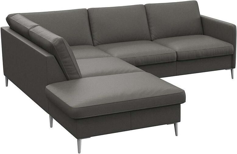 FLEXLUX Hoekbank Fiore L-vorm smalle armleuningen aluminiumkleurige voeten b d 234 225 cm koudschuim in de zitplaats - Foto 4