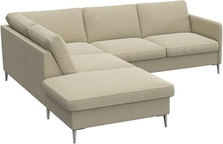 FLEXLUX Hoekbank Fiore L-vorm smalle armleuningen aluminiumkleurige voeten b d 234 225 cm koudschuim in de zitplaats - Foto 4