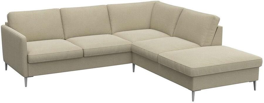 FLEXLUX Hoekbank Fiore L-vorm smalle armleuningen aluminiumkleurige voeten b d 234 225 cm koudschuim in de zitplaats - Foto 4