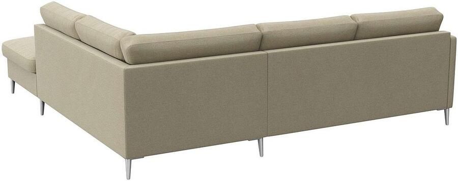 FLEXLUX Hoekbank Fiore L-vorm smalle armleuningen aluminiumkleurige voeten b d 234 225 cm koudschuim in de zitplaats - Foto 3