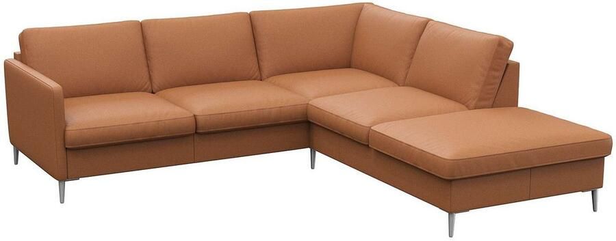 FLEXLUX Hoekbank Fiore L-vorm smalle armleuningen aluminiumkleurige voeten b d 234 225 cm koudschuim in de zitplaats - Foto 4