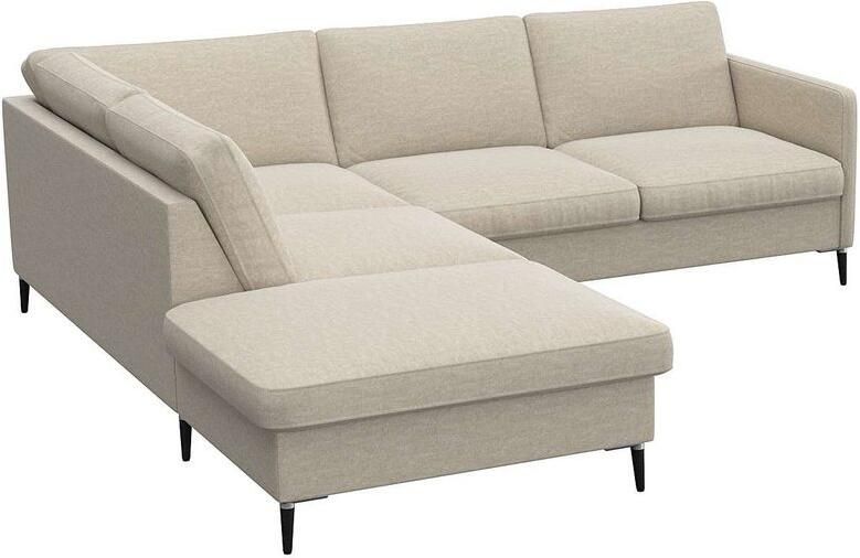 FLEXLUX Hoekbank Fiore L-vorm smalle armleuningen aluminium zwarte poten bxd 234x225 cm koudschuim in de zitting - Foto 4