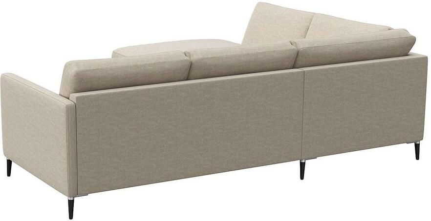 FLEXLUX Hoekbank Fiore L-vorm smalle armleuningen aluminium zwarte poten bxd 234x225 cm koudschuim in de zitting - Foto 3