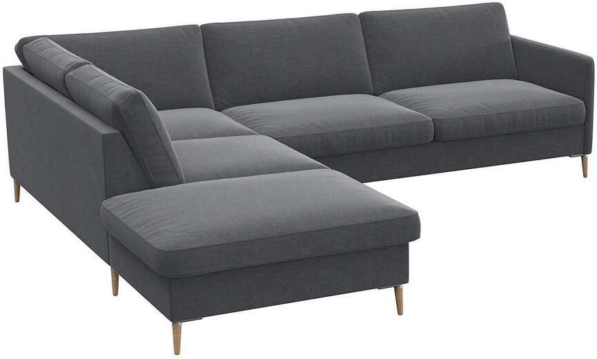 FLEXLUX Hoekbank Fiore L-vorm smalle armleuningen koudschuim aluminium + eiken poten - Foto 3