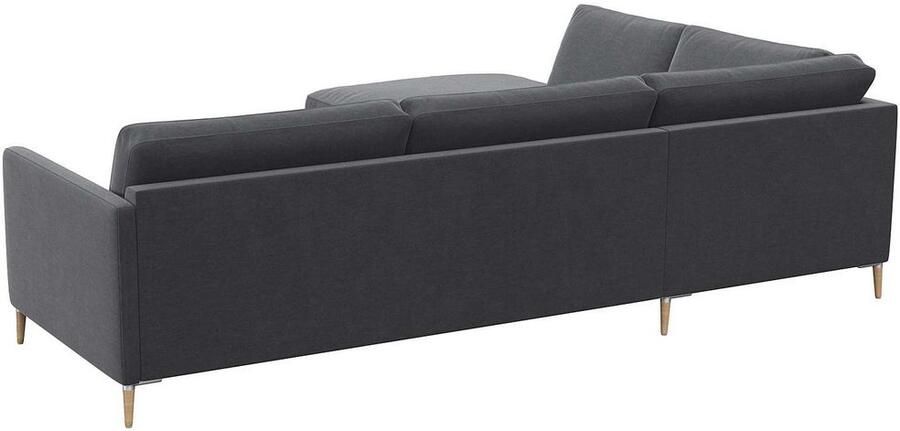 FLEXLUX Hoekbank Fiore L-vorm smalle armleuningen koudschuim aluminium + eiken poten - Foto 6