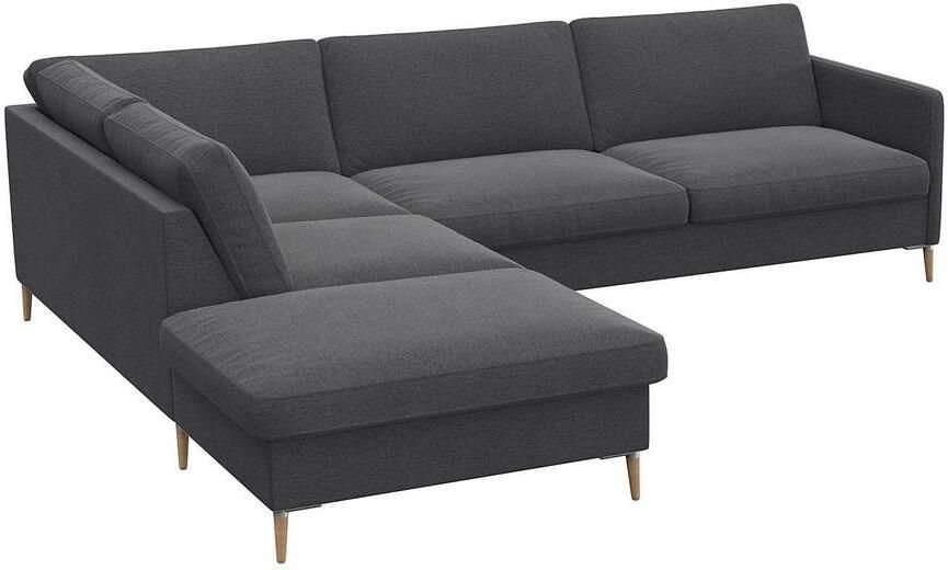 FLEXLUX Hoekbank Fiore L-vorm smalle armleuningen koudschuim aluminium + eiken poten - Foto 3