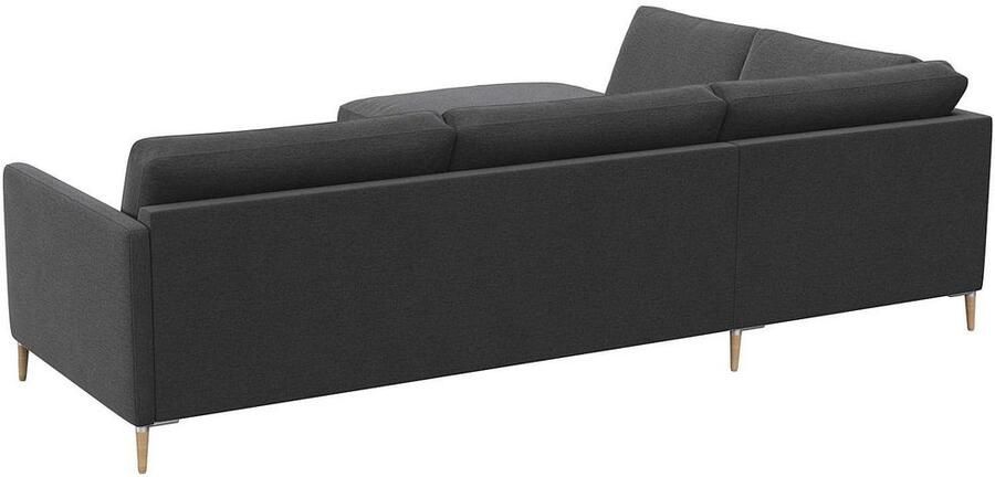 FLEXLUX Hoekbank Fiore L-vorm smalle armleuningen koudschuim aluminium + eiken poten - Foto 6