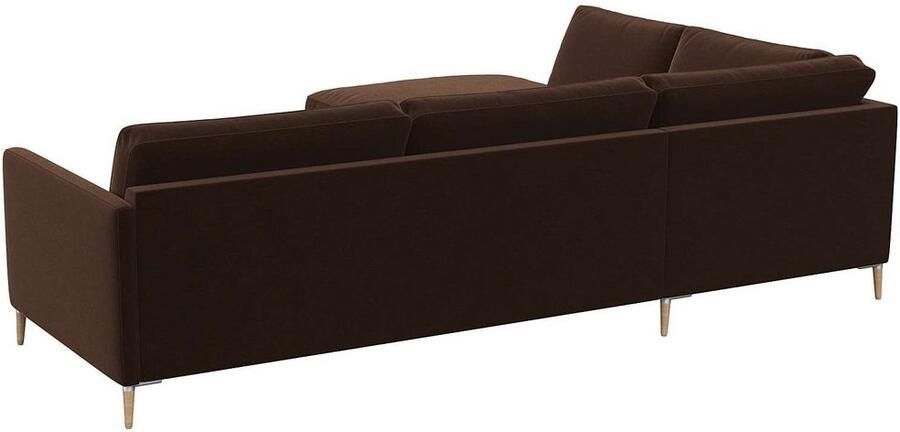 FLEXLUX Hoekbank Fiore L-vorm smalle armleuningen koudschuim aluminium + eiken poten - Foto 6