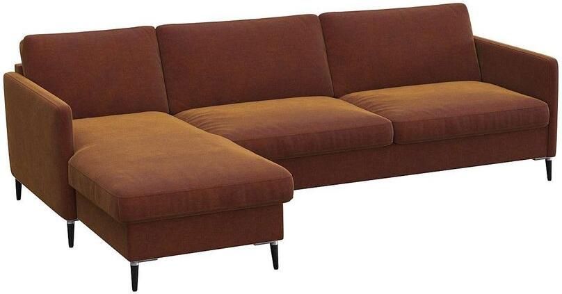 FLEXLUX Hoekbank Fiore L-vorm smalle armleuningen koudschuim poten aluminium + zwart - Foto 7