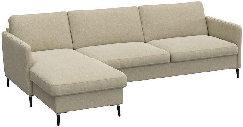 FLEXLUX Hoekbank Fiore L-vorm smalle armleuningen koudschuim poten aluminium + zwart - Foto 7