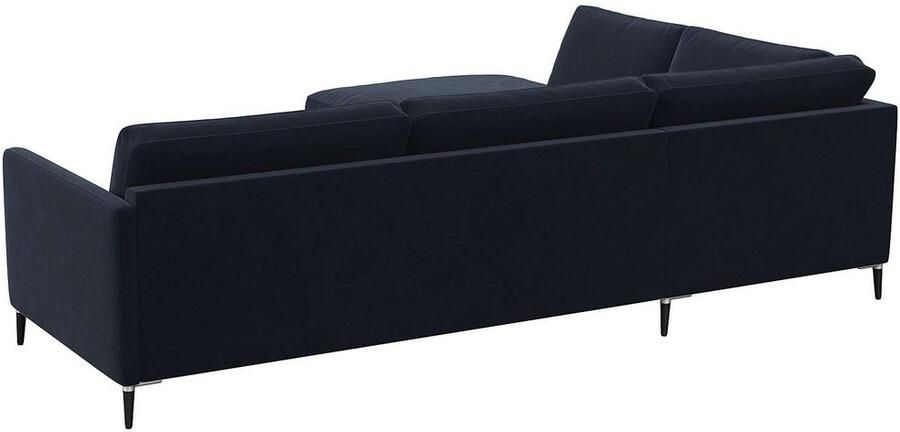 FLEXLUX Hoekbank Fiore L-vorm smalle armleuningen koudschuim poten aluminium + zwart - Foto 6