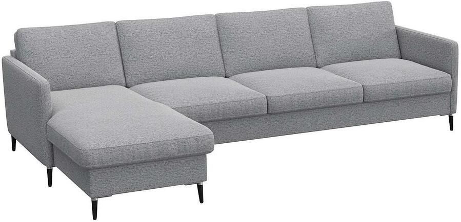 FLEXLUX Hoekbank Fiore L-vorm smalle armleuningen koudschuim poten aluminium + zwart - Foto 6