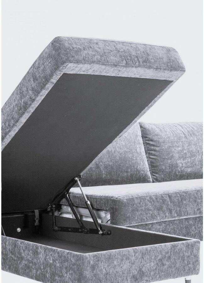 FLEXLUX Hoekbank Fiore L-vorm smalle armleuningen koudschuim poten aluminium + zwart