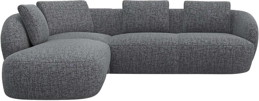 FLEXLUX Hoekbank Torino rond L-vorm bankhoek met ottomane Modern organisch bankontwerp koudschuim golfvering - Foto 4