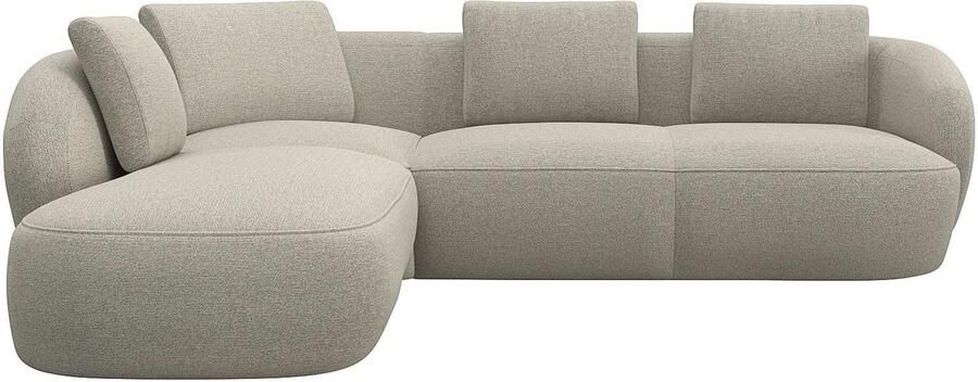 FLEXLUX Hoekbank Torino rond L-vorm bankhoek met ottomane Modern organisch bankontwerp koudschuim golfvering - Foto 4