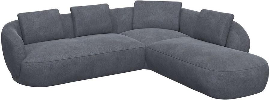 FLEXLUX Hoekbank Torino rond L-vorm bankhoek met ottomane Modern organisch bankontwerp koudschuim golfvering - Foto 3