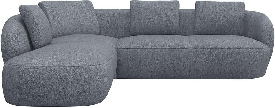 FLEXLUX Hoekbank Torino rond L-vorm bankhoek met ottomane Modern organisch bankontwerp koudschuim golfvering - Foto 4