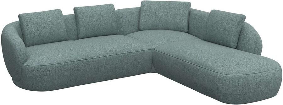 FLEXLUX Hoekbank Torino rond L-vorm bankhoek met ottomane Modern organisch bankontwerp koudschuim golfvering - Foto 3