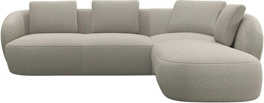 FLEXLUX Hoekbank Torino rond L-vorm bankhoek met ottomane Modern organisch bankontwerp koudschuim golfvering - Foto 4