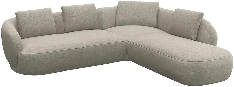 FLEXLUX Hoekbank Torino rond L-vorm bankhoek met ottomane Modern organisch bankontwerp koudschuim golfvering - Foto 3